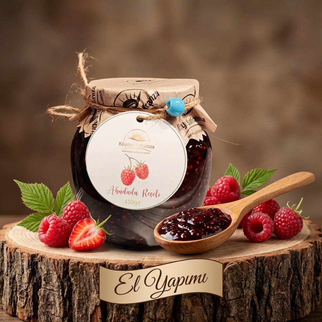 ahududu Köyden Sofranıza Geleneksel Ahududu Reçeli – Yakut Rengi Şifa ve Saf Lezzet 450gr - Görsel 1