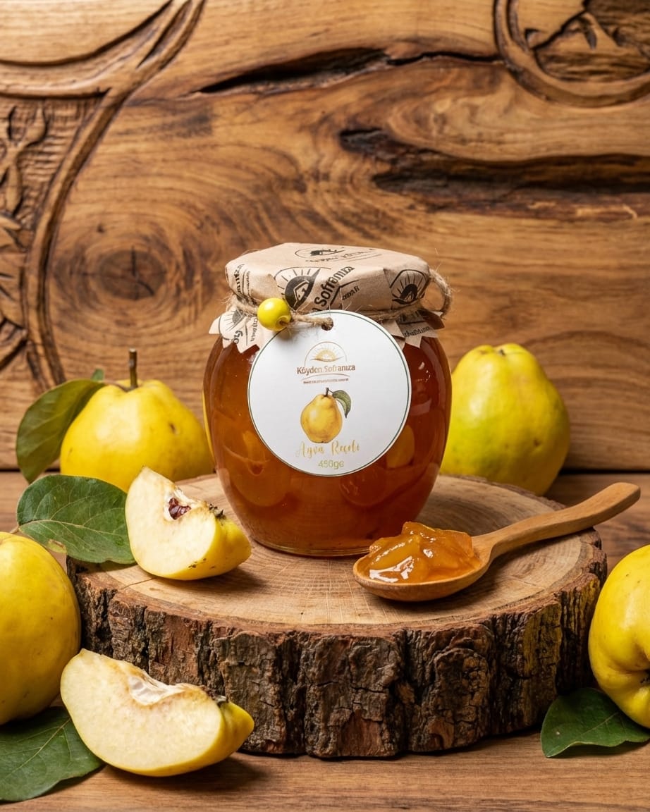 ayvareçeli Köyden Sofranıza Geleneksel Ayva Reçeli – Altın Rengi, Saydam Dilimler ve Saf Lezzet 450gr - Görsel 1