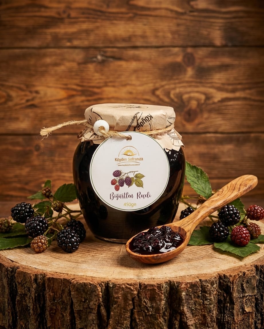 böğürtlen Köyden Sofranıza Geleneksel Böğürtlen Reçeli – Doğanın En Saf ve En Koyu Lezzeti 450gr - Görsel 1