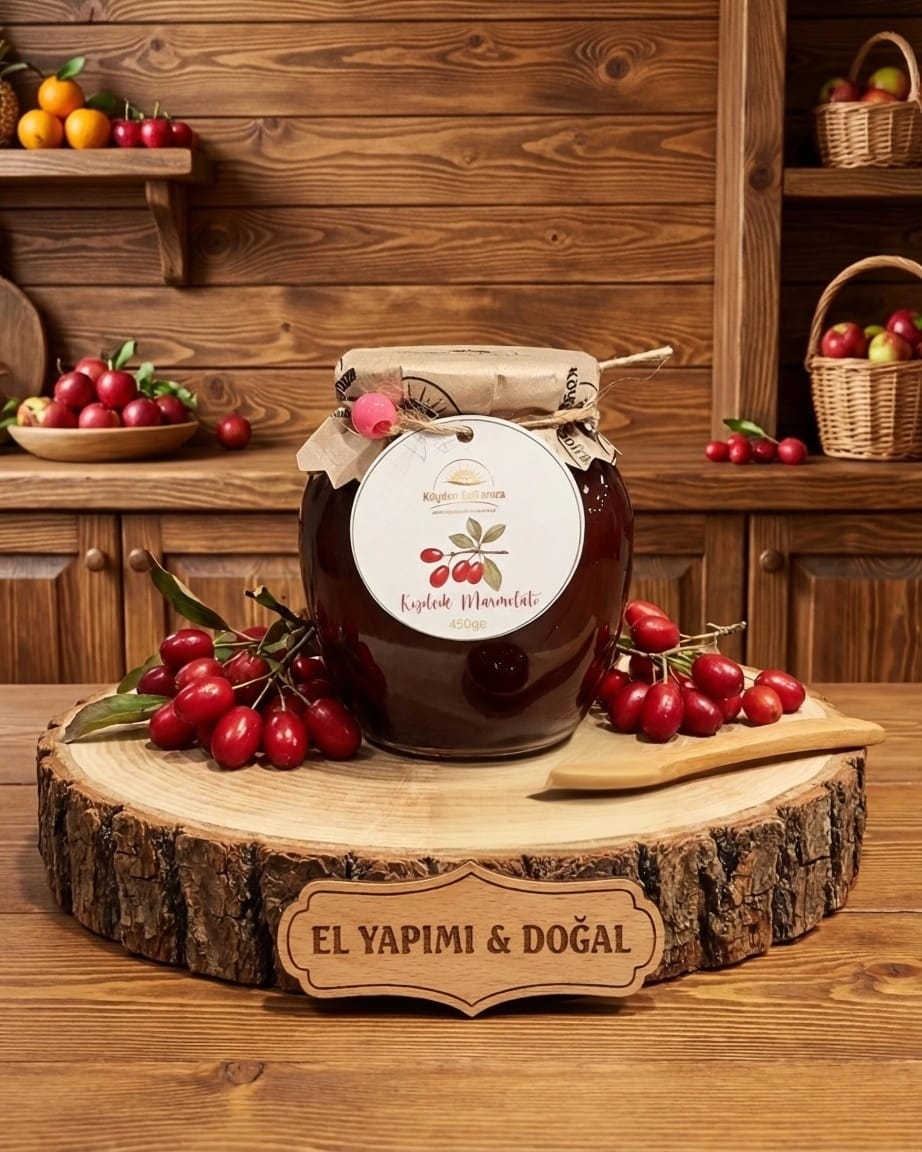 kızılcık Köyden Sofranıza Geleneksel Kızılcık Marmelatı – Mayhoş Şifa ve %100 Doğallık 450gr - Görsel 1